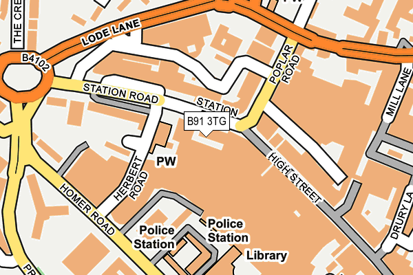 B91 3TG map - OS OpenMap – Local (Ordnance Survey)