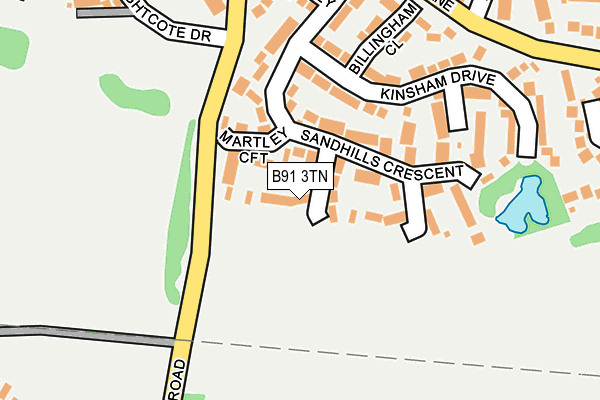 B91 3TN map - OS OpenMap – Local (Ordnance Survey)