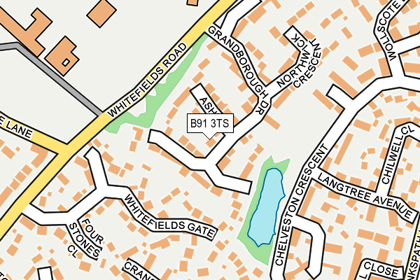 B91 3TS map - OS OpenMap – Local (Ordnance Survey)