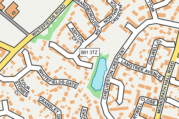 B91 3TZ map - OS OpenMap – Local (Ordnance Survey)