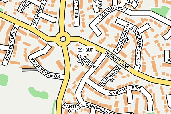 B91 3UF map - OS OpenMap – Local (Ordnance Survey)