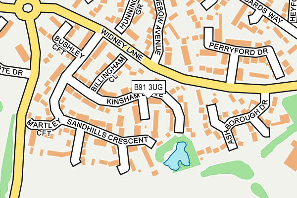 B91 3UG map - OS OpenMap – Local (Ordnance Survey)