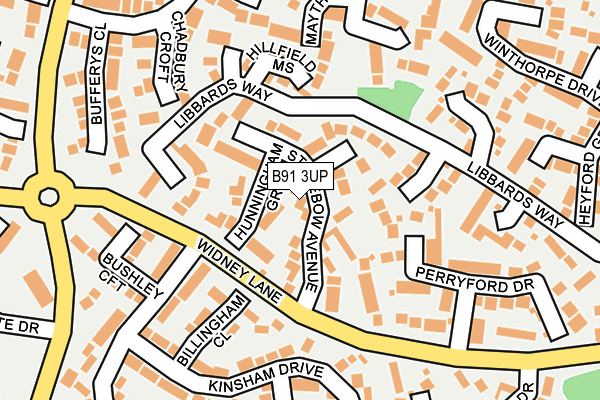 B91 3UP map - OS OpenMap – Local (Ordnance Survey)