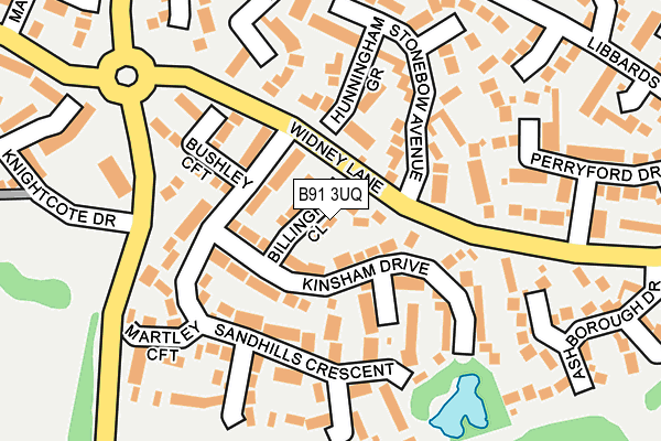 B91 3UQ map - OS OpenMap – Local (Ordnance Survey)