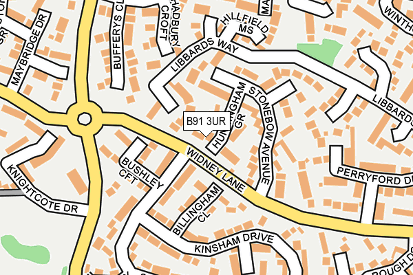 B91 3UR map - OS OpenMap – Local (Ordnance Survey)