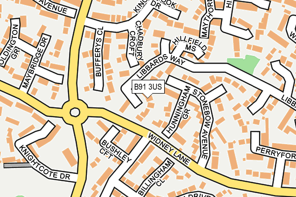 B91 3US map - OS OpenMap – Local (Ordnance Survey)