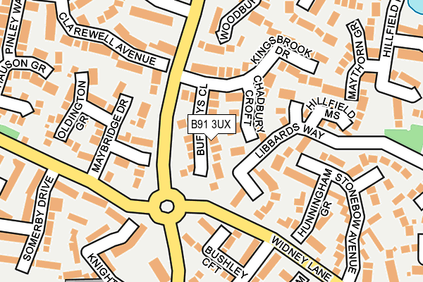 B91 3UX map - OS OpenMap – Local (Ordnance Survey)