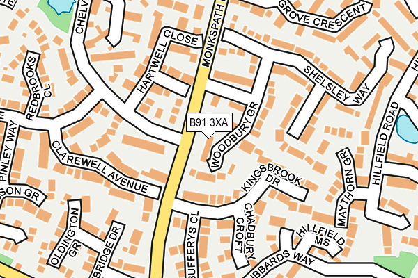 B91 3XA map - OS OpenMap – Local (Ordnance Survey)