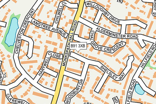 B91 3XB map - OS OpenMap – Local (Ordnance Survey)