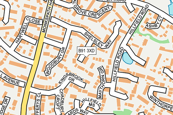 B91 3XD map - OS OpenMap – Local (Ordnance Survey)