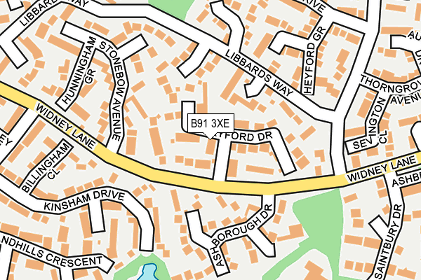 B91 3XE map - OS OpenMap – Local (Ordnance Survey)