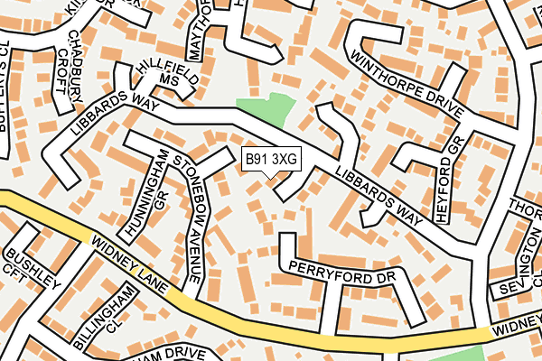 B91 3XG map - OS OpenMap – Local (Ordnance Survey)