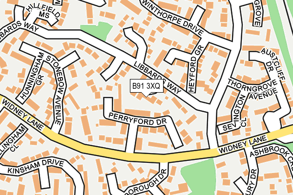 B91 3XQ map - OS OpenMap – Local (Ordnance Survey)
