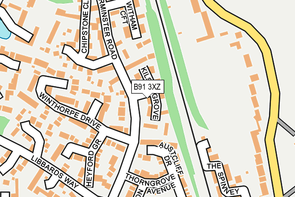B91 3XZ map - OS OpenMap – Local (Ordnance Survey)