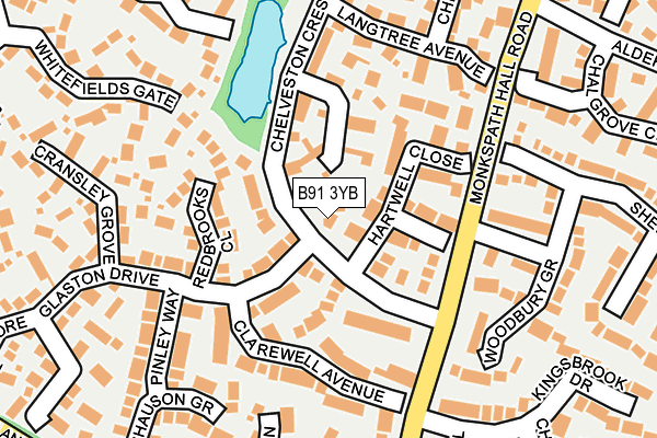 B91 3YB map - OS OpenMap – Local (Ordnance Survey)