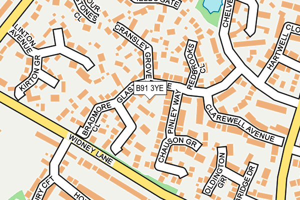 B91 3YE map - OS OpenMap – Local (Ordnance Survey)