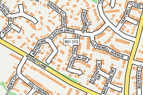 B91 3YG map - OS OpenMap – Local (Ordnance Survey)