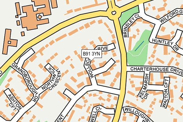 B91 3YN map - OS OpenMap – Local (Ordnance Survey)