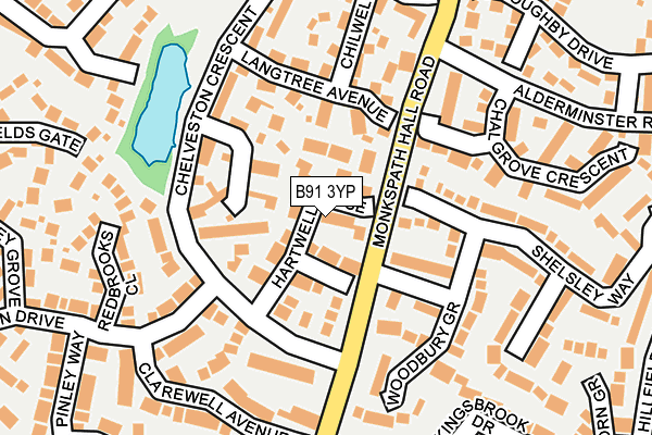 B91 3YP map - OS OpenMap – Local (Ordnance Survey)