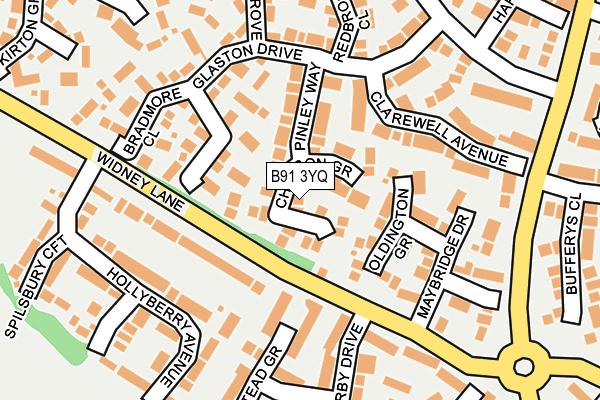 B91 3YQ map - OS OpenMap – Local (Ordnance Survey)