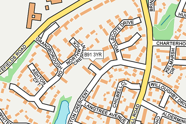 B91 3YR map - OS OpenMap – Local (Ordnance Survey)