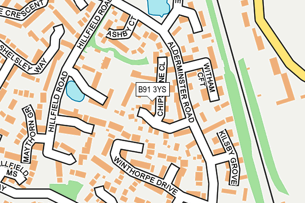 B91 3YS map - OS OpenMap – Local (Ordnance Survey)