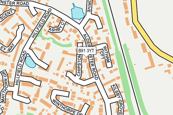 B91 3YT map - OS OpenMap – Local (Ordnance Survey)