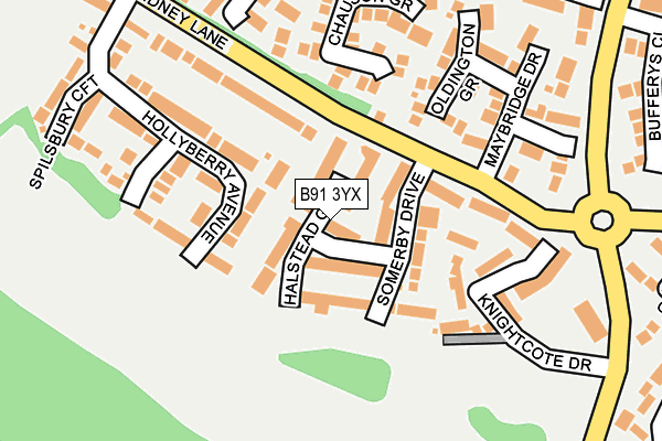 B91 3YX map - OS OpenMap – Local (Ordnance Survey)