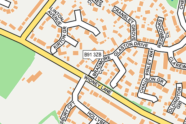 B91 3ZB map - OS OpenMap – Local (Ordnance Survey)
