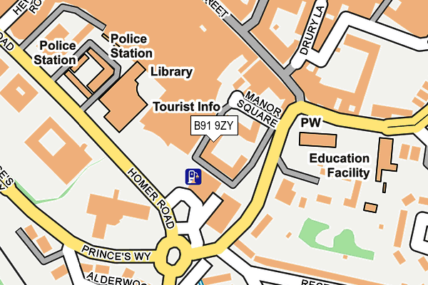 B91 9ZY map - OS OpenMap – Local (Ordnance Survey)
