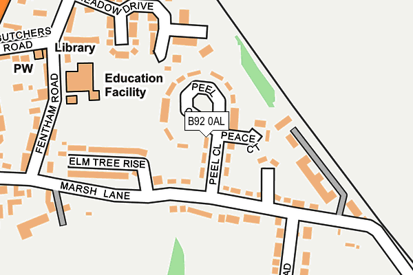 B92 0AL map - OS OpenMap – Local (Ordnance Survey)