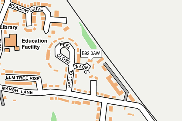 B92 0AW map - OS OpenMap – Local (Ordnance Survey)
