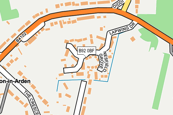 B92 0BF map - OS OpenMap – Local (Ordnance Survey)