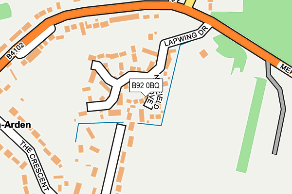 B92 0BQ map - OS OpenMap – Local (Ordnance Survey)