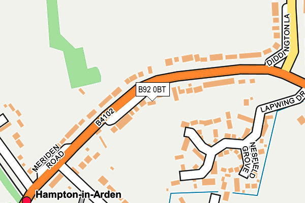 B92 0BT map - OS OpenMap – Local (Ordnance Survey)