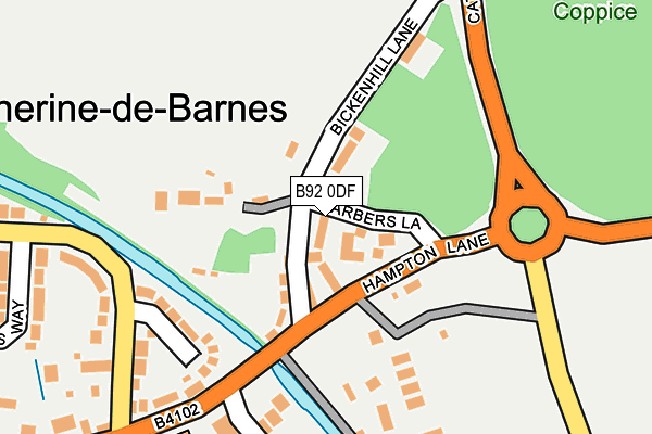 B92 0DF map - OS OpenMap – Local (Ordnance Survey)