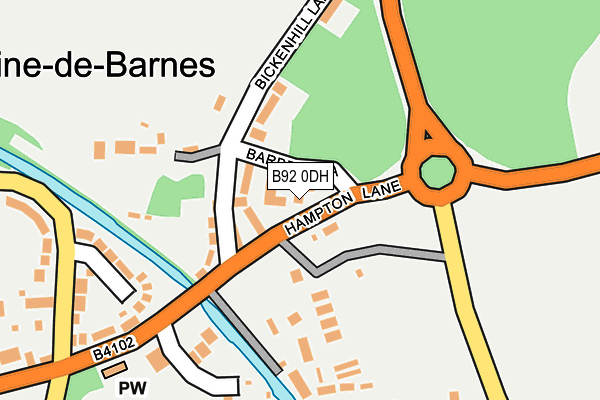 B92 0DH map - OS OpenMap – Local (Ordnance Survey)