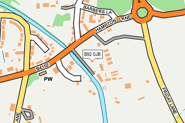 B92 0JB map - OS OpenMap – Local (Ordnance Survey)