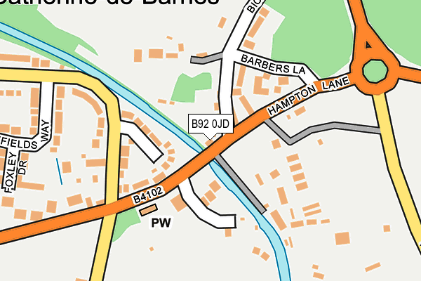 B92 0JD map - OS OpenMap – Local (Ordnance Survey)