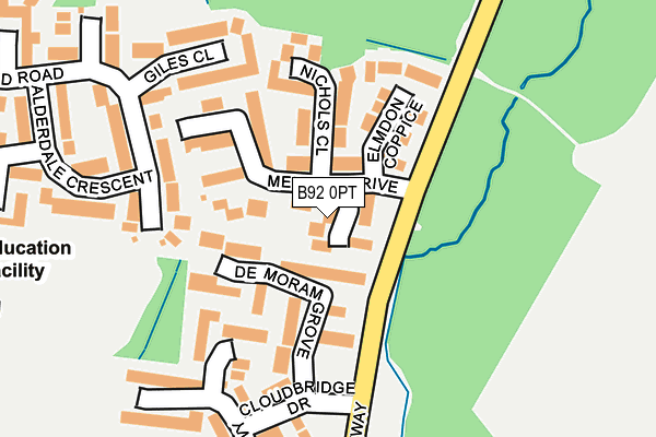 B92 0PT map - OS OpenMap – Local (Ordnance Survey)