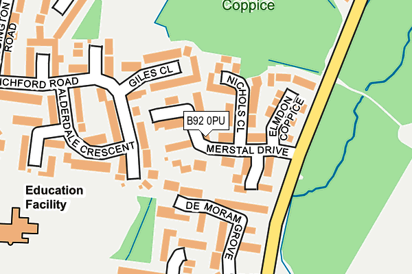 B92 0PU map - OS OpenMap – Local (Ordnance Survey)