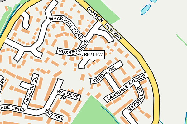 B92 0PW map - OS OpenMap – Local (Ordnance Survey)