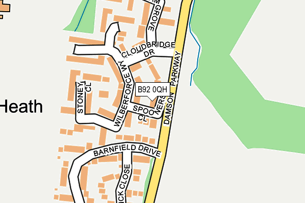 B92 0QH map - OS OpenMap – Local (Ordnance Survey)