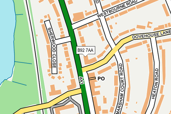 B92 7AA map - OS OpenMap – Local (Ordnance Survey)