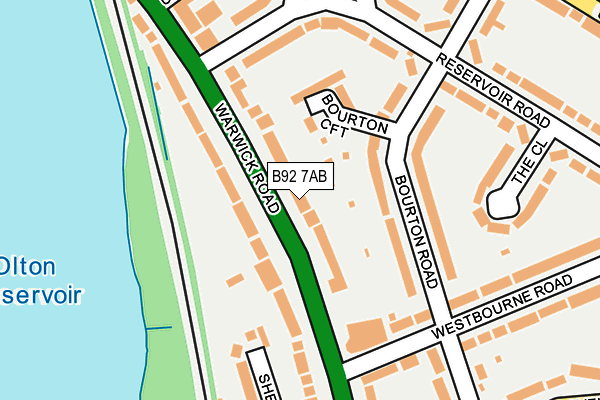 B92 7AB map - OS OpenMap – Local (Ordnance Survey)