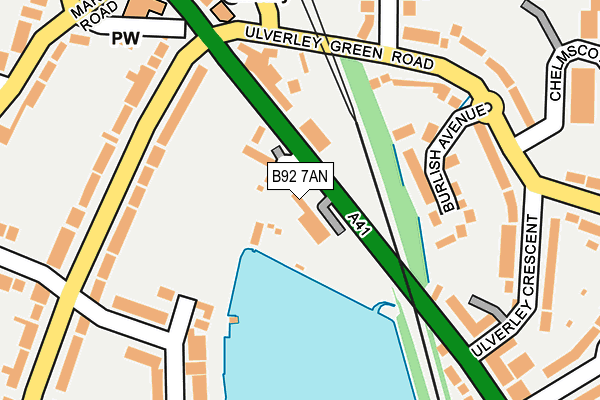 B92 7AN map - OS OpenMap – Local (Ordnance Survey)