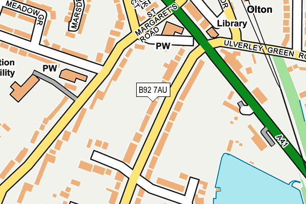 B92 7AU map - OS OpenMap – Local (Ordnance Survey)