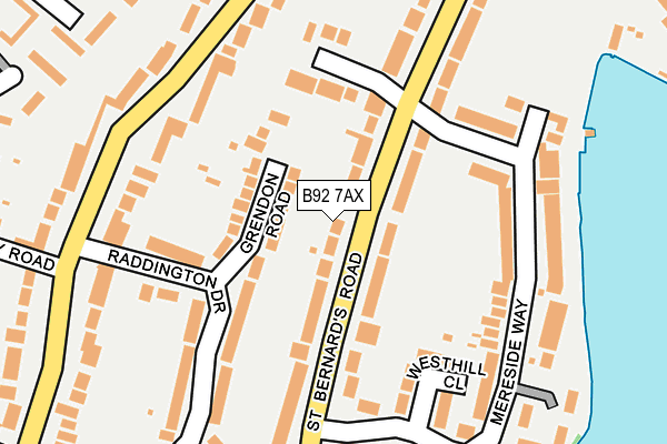B92 7AX map - OS OpenMap – Local (Ordnance Survey)