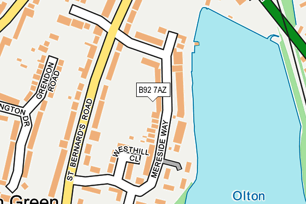B92 7AZ map - OS OpenMap – Local (Ordnance Survey)