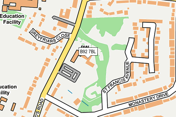 B92 7BL map - OS OpenMap – Local (Ordnance Survey)